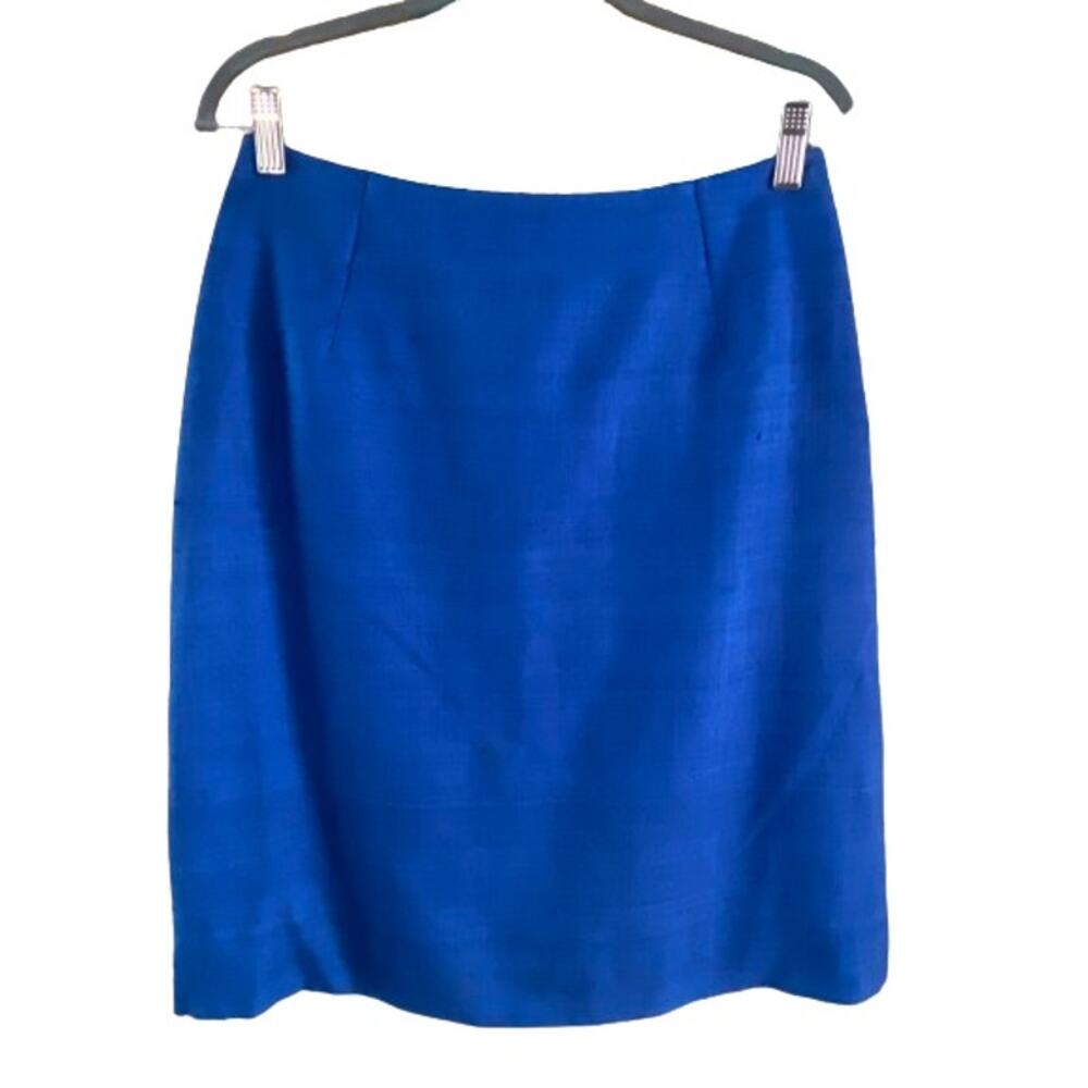 Clare Joseph Vintage Hand Loomed Pure Matka Silk Blue Skirt Sz 10‎